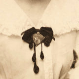 Antique Portrait Photo of Helen Jones in Ornate Throne-like Chair with Terrier and Whip