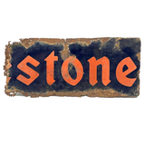 SOLD Fires/Stone, c. 1930 Double-SIded Porcelain Enamel on Iron Perfectly Partial and Eroded Firestone Sign