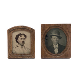 Pair of Tiny Gem Tintypes in Tiny Hand-carved Frames
