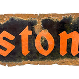 SOLD Fires/Stone, c. 1930 Double-SIded Porcelain Enamel on Iron Perfectly Partial and Eroded Firestone Sign