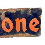 SOLD Fires/Stone, c. 1930 Double-SIded Porcelain Enamel on Iron Perfectly Partial and Eroded Firestone Sign