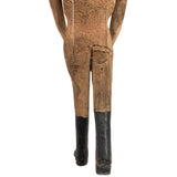 Handsome Mustachioed Man with Bum Leg and Black Boots Folk Art Carving
