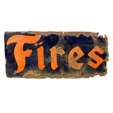 SOLD Fires/Stone, c. 1930 Double-SIded Porcelain Enamel on Iron Perfectly Partial and Eroded Firestone Sign