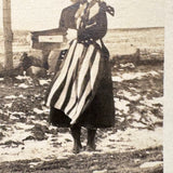 Woman with American Flag Holding A Second Small Flag with Star (?), Striking Early Snapshot