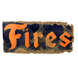 SOLD Fires/Stone, c. 1930 Double-SIded Porcelain Enamel on Iron Perfectly Partial and Eroded Firestone Sign