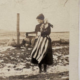 Woman with American Flag Holding A Second Small Flag with Star (?), Striking Early Snapshot