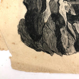 Flag, Cross, Ships and Spectators, 19th C. Ink Drawing on Paper