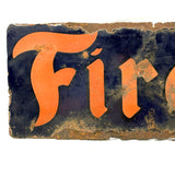 SOLD Fires/Stone, c. 1930 Double-SIded Porcelain Enamel on Iron Perfectly Partial and Eroded Firestone Sign