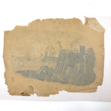 Flag, Cross, Ships and Spectators, 19th C. Ink Drawing on Paper