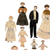 Expansive Set of Handmade Ink and Watercolor Paper Dolls and Costumes, Early 1900s
