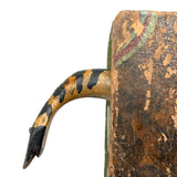 Antique Folk Art Paint Decorated Book Shaped Box with Snake Surprise!
