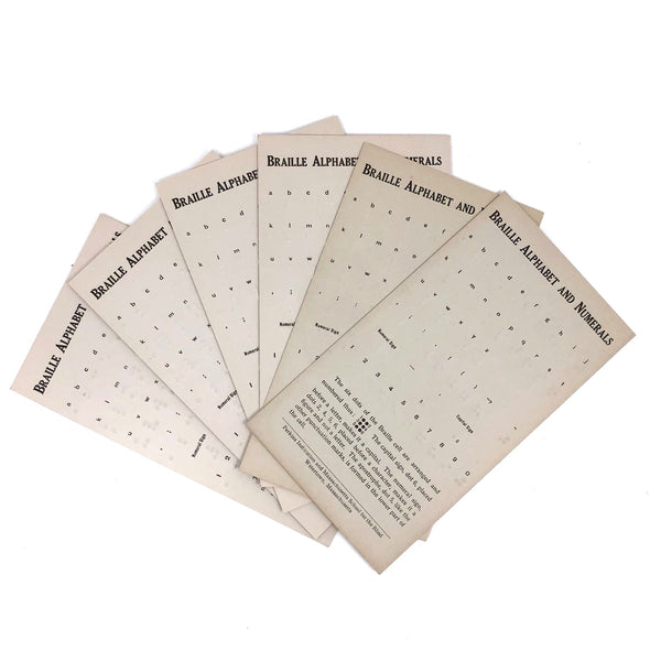 Braille Alphabet Cards, School of the Blind, Watertown, MA c. 1940s  - Sold Individually