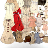 Expansive Set of Handmade Ink and Watercolor Paper Dolls and Costumes, Early 1900s