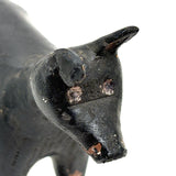 Alert and Poised to Pounce, with Twitching Ear,  Folk Carving Of Black and Brown Dog