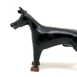 Alert and Poised to Pounce, with Twitching Ear,  Folk Carving Of Black and Brown Dog