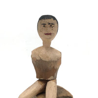 Wonderfully Awkward Carved Seated Woman with Opening Legs