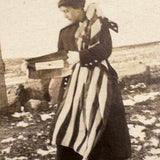 Woman with American Flag Holding A Second Small Flag with Star (?), Striking Early Snapshot