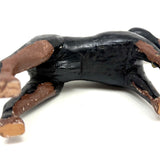 Alert and Poised to Pounce, with Twitching Ear,  Folk Carving Of Black and Brown Dog