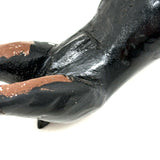 Alert and Poised to Pounce, with Twitching Ear,  Folk Carving Of Black and Brown Dog