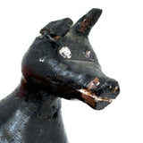 Alert and Poised to Pounce, with Twitching Ear,  Folk Carving Of Black and Brown Dog