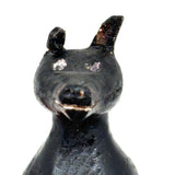 Alert and Poised to Pounce, with Twitching Ear,  Folk Carving Of Black and Brown Dog