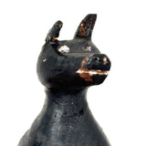 Alert and Poised to Pounce, with Twitching Ear,  Folk Carving Of Black and Brown Dog
