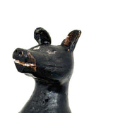 Alert and Poised to Pounce, with Twitching Ear,  Folk Carving Of Black and Brown Dog