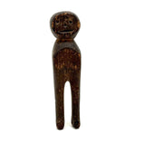 Ultra Primitive 19th Century Carved Clothes Pin Form Doll with Expressive Face and Super Rich Patina