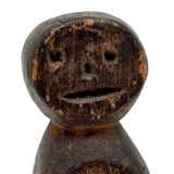 Ultra Primitive 19th Century Carved Clothes Pin Form Doll with Expressive Face and Super Rich Patina