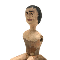 Wonderfully Awkward Carved Seated Woman with Opening Legs