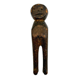 Ultra Primitive 19th Century Carved Clothes Pin Form Doll with Expressive Face and Super Rich Patina