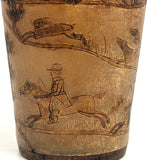 Hunters on Horseback, Dogs, Hare, House: Wonderful Early 19th Century British Folk Art Beaker