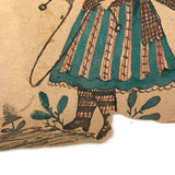 Girls with Dolls and Kitten / Flowers and Rope, Antique Double-sided Watercolor Drawing