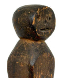 Ultra Primitive 19th Century Carved Clothes Pin Form Doll with Expressive Face and Super Rich Patina