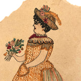 Girls with Dolls and Kitten / Flowers and Rope, Antique Double-sided Watercolor Drawing