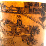 Hunters on Horseback, Dogs, Hare, House: Wonderful Early 19th Century British Folk Art Beaker