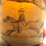 Hunters on Horseback, Dogs, Hare, House: Wonderful Early 19th Century British Folk Art Beaker