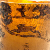 Hunters on Horseback, Dogs, Hare, House: Wonderful Early 19th Century British Folk Art Beaker