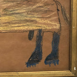 Excellent Old Kid Drawing of Yellow and Blue Boy Horse