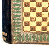 Lovely 19th Century Handmade Book-Shaped Candy Box, Hand-painted Paper and Velvet Over Board