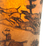 Hunters on Horseback, Dogs, Hare, House: Wonderful Early 19th Century British Folk Art Beaker