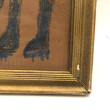 Excellent Old Kid Drawing of Yellow and Blue Boy Horse