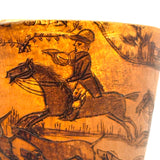Hunters on Horseback, Dogs, Hare, House: Wonderful Early 19th Century British Folk Art Beaker
