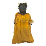Regal Black Folk Art Bottle Doll in Gold Dress
