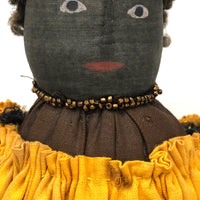 Regal Black Folk Art Bottle Doll in Gold Dress