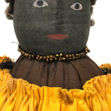 Regal Black Folk Art Bottle Doll in Gold Dress