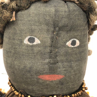 Regal Black Folk Art Bottle Doll in Gold Dress