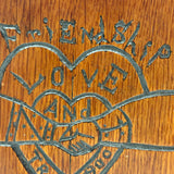 Friendship, Love and Truth, Mary Karowske's Wonderful Hidden Compartment Book Box with Carving and Inlays, 1900