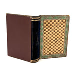 Lovely 19th Century Handmade Book-Shaped Candy Box, Hand-painted Paper and Velvet Over Board