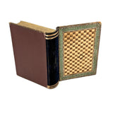 Lovely 19th Century Handmade Book-Shaped Candy Box, Hand-painted Paper and Velvet Over Board